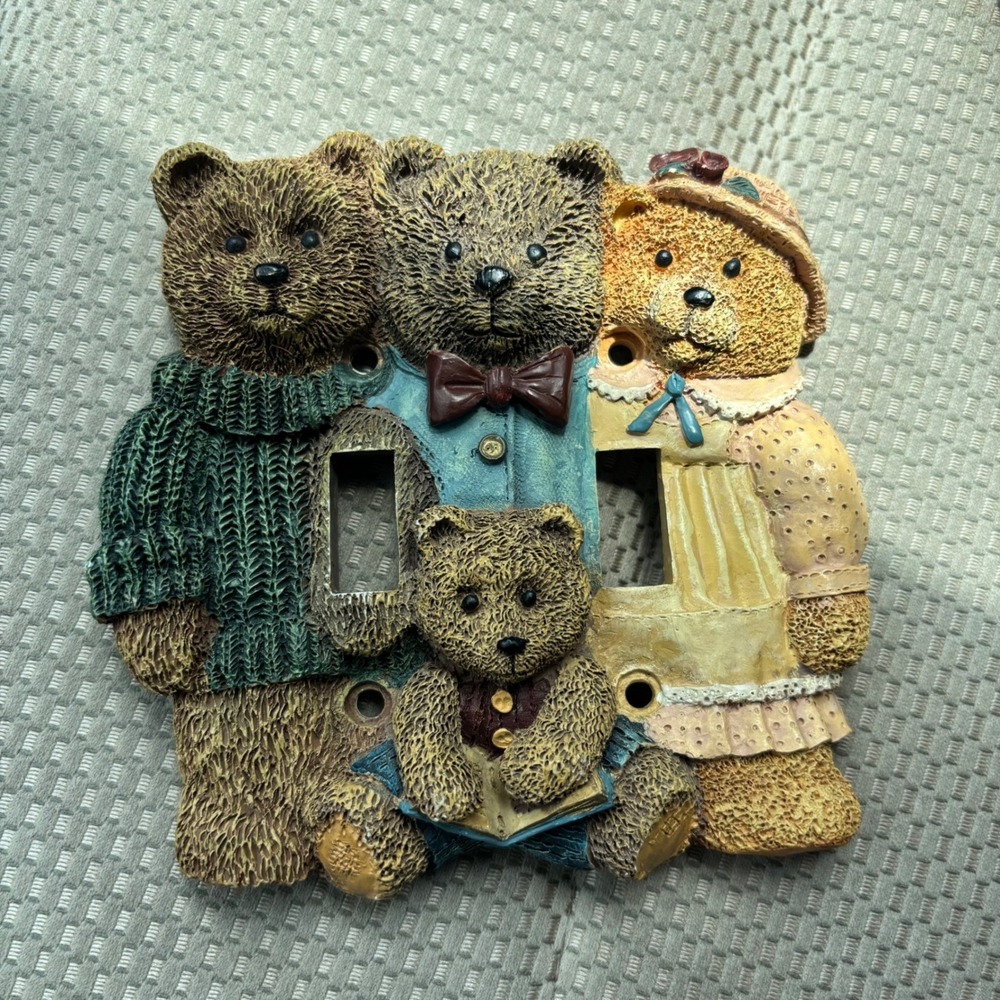 Bear‎ Family Cottagecore Figi Light Switch Cover Excellent Double Toggle